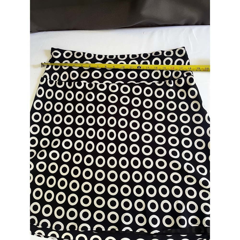 Allison Taylor 100% Silk A-Line Skirt Large Black White Geometric Circle Print - Picture 3 of 6